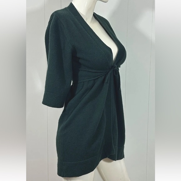 VTG UNITED COLORS of BENETTON emerald green wool open cardigan robe sz M - italy - Picture 3 of 8